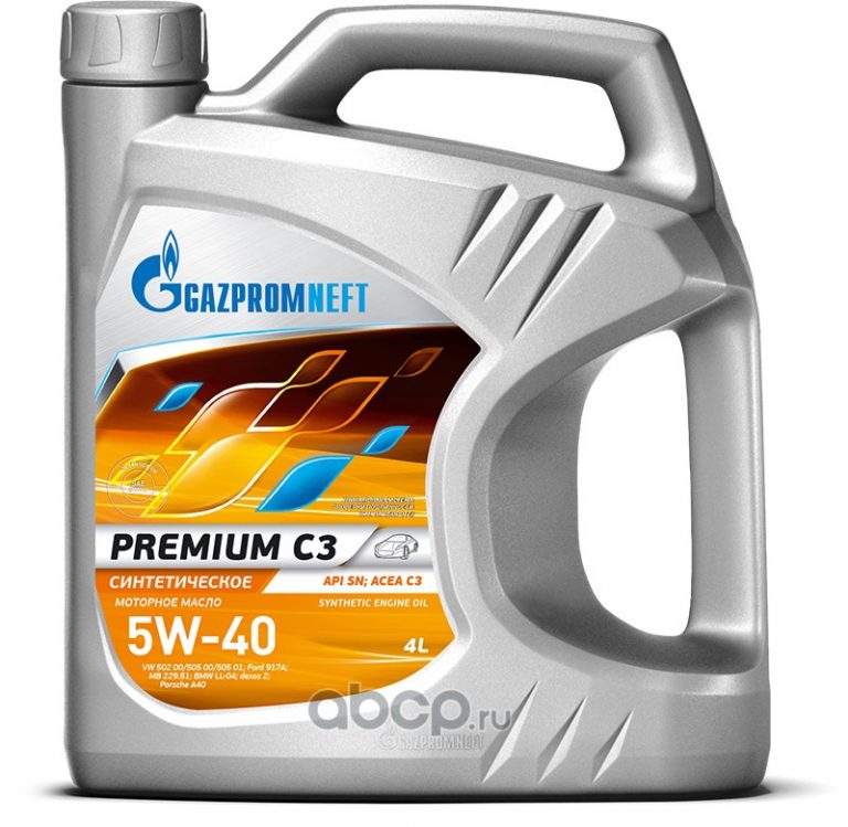 Синтетическое моторное масло Газпромнефть Premium C3 5W-40 4 л  в .
